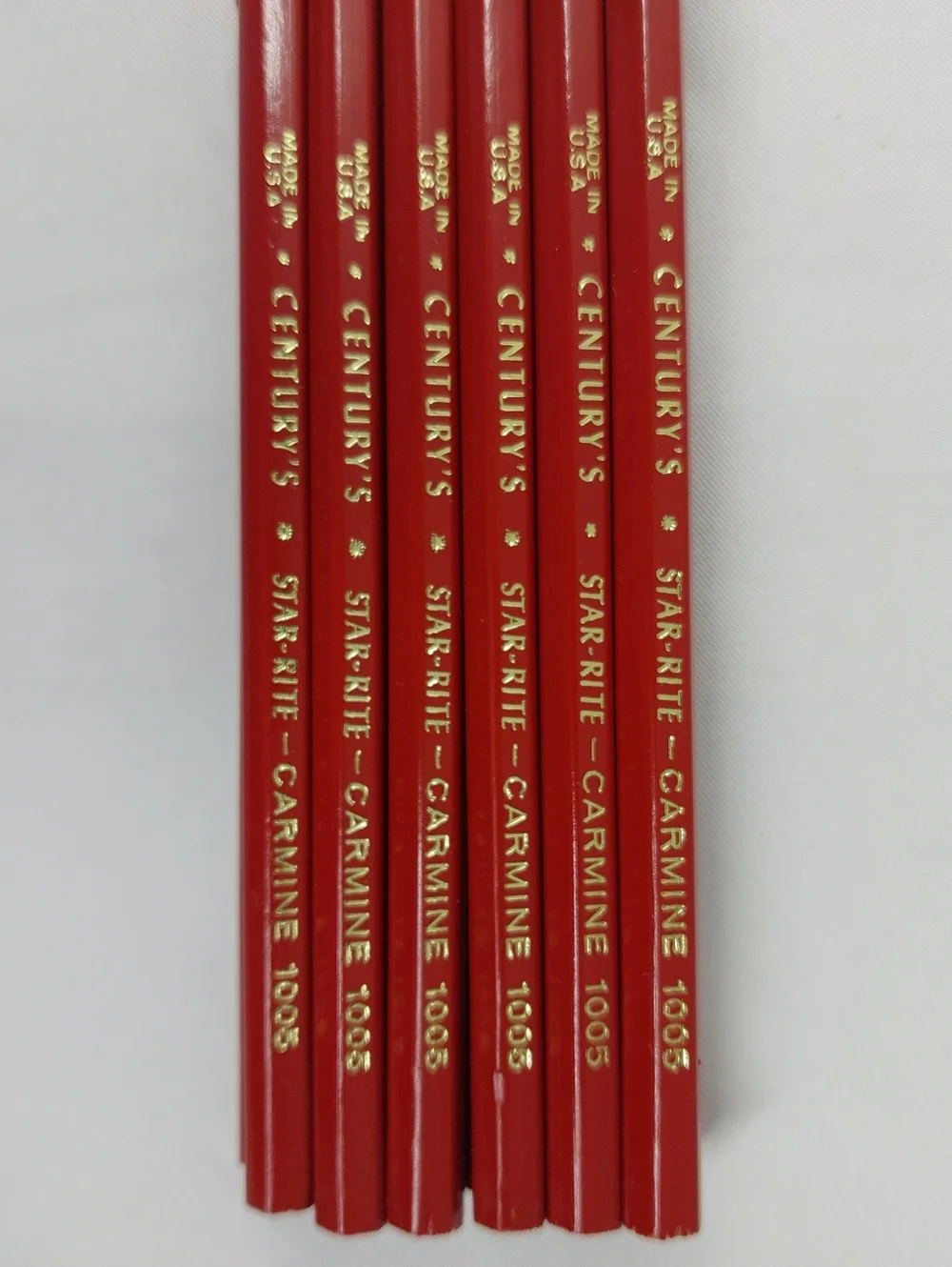 Vintage Century's Star-Rite Carmine Red Pencils NOS Dozen Made in USA Rare #1005